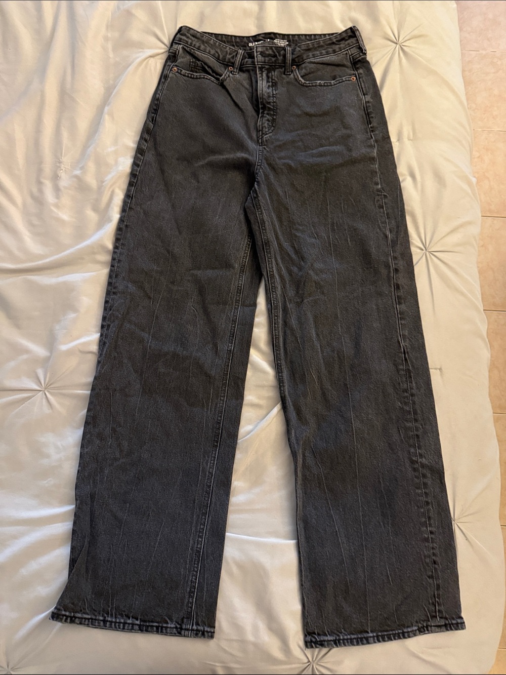Old Navy Black High-Rise Sky-Hi Wide Leg Jeans